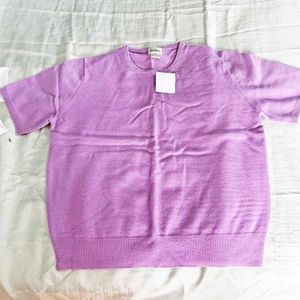 CASHMERE 100% SWEATER, SIZE XL, LILAC, ROUND NECK, SHORT SLEEVES, NEIMAN MARCUS